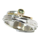 oval green sapphire silver and gold handmade ring