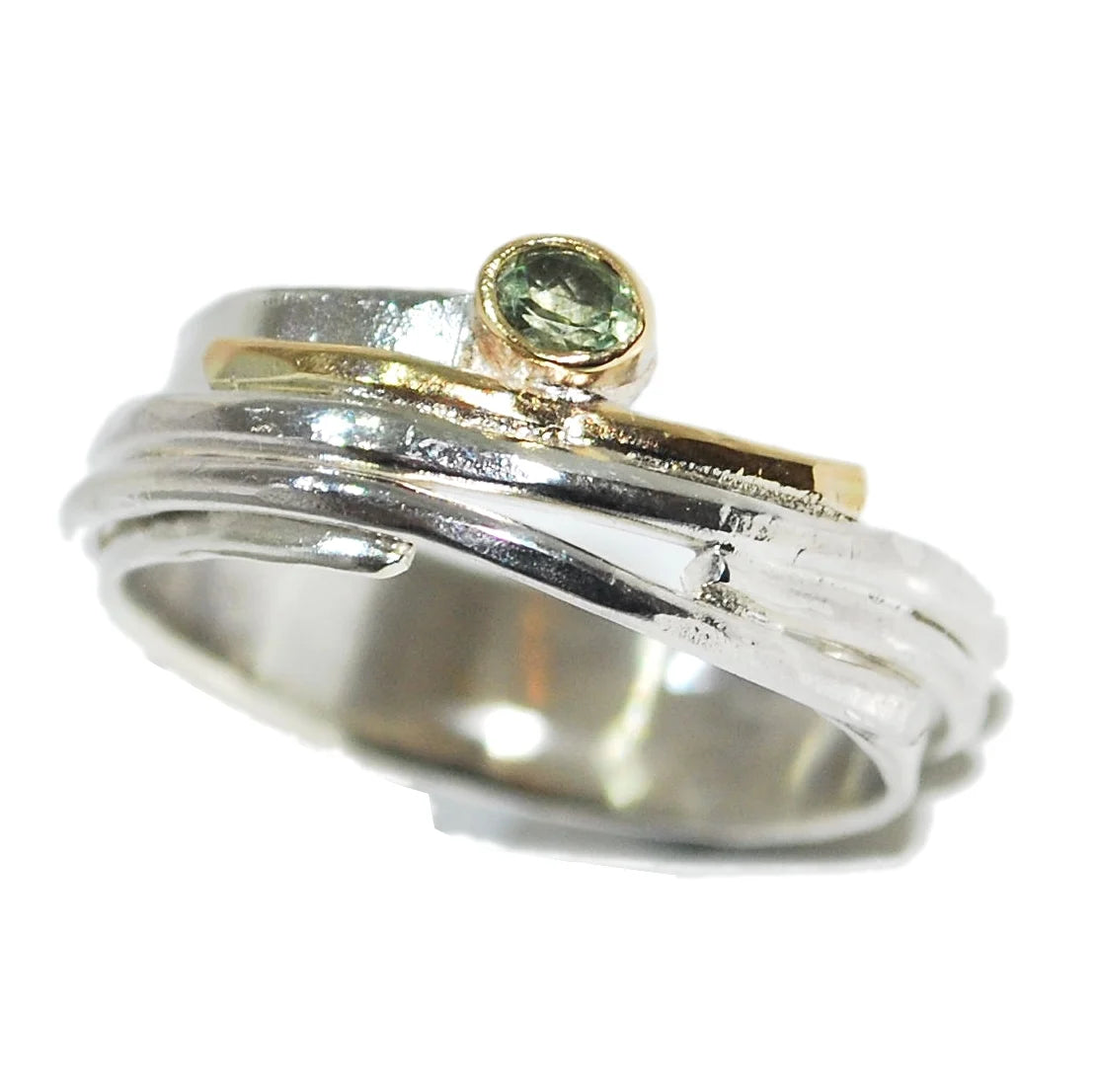 Oval Green Sapphire Misu Silver Handmade Gemstone Ring