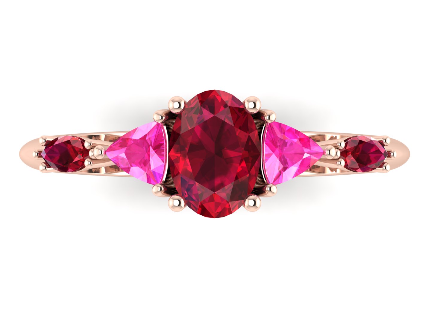 Maisie Oval Ruby & Pink Sapphire Ring in 18ct Rose Gold