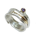 Oval Purple Sapphire Organic Silver with Gold Ring