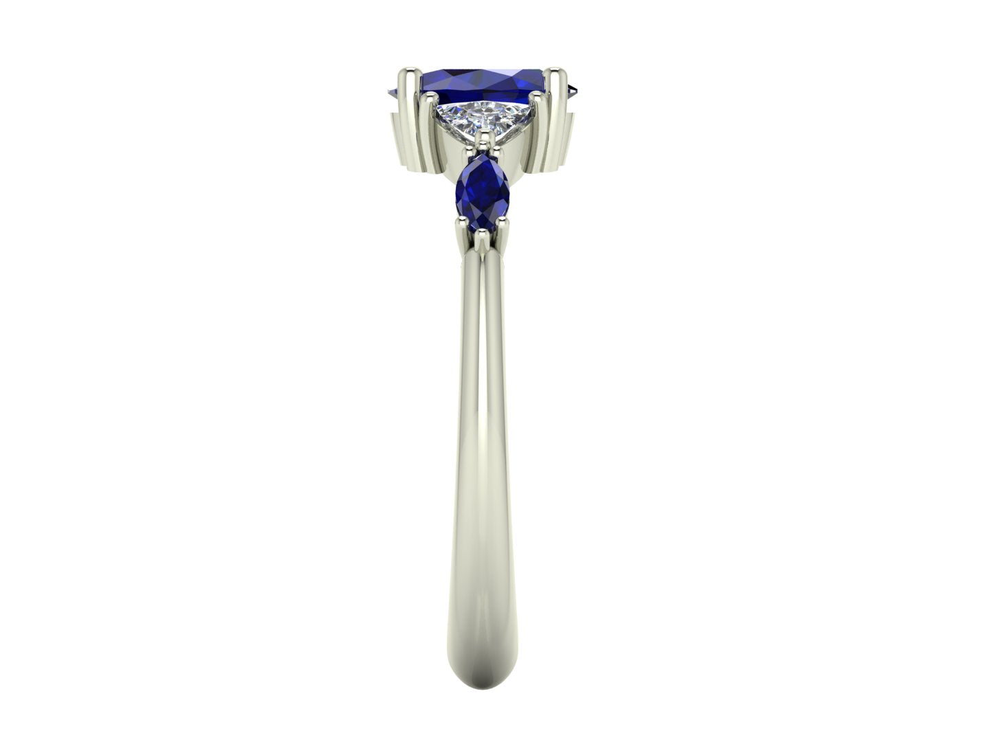 Maisie Oval Blue Sapphire & Diamond Ring in White Gold or Platinum