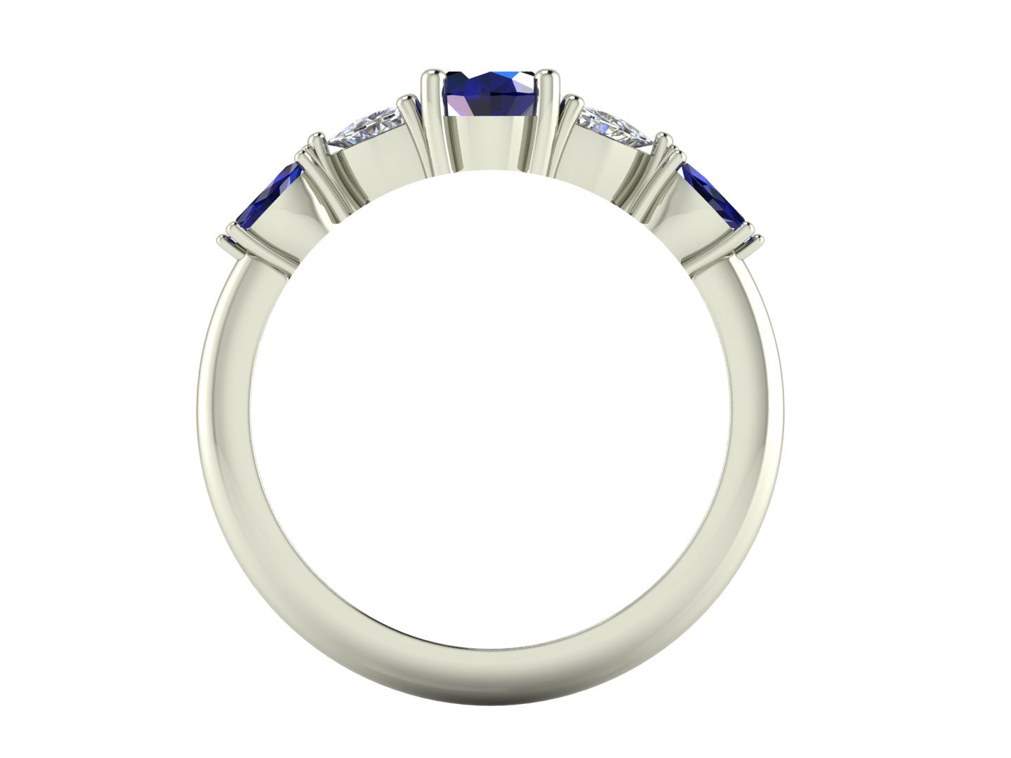 Maisie Oval Blue Sapphire & Diamond Ring in White Gold or Platinum