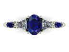 Maisie Oval Blue Sapphire & Diamond Ring in White Gold or Platinum