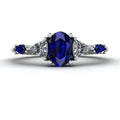 Maisie Oval Blue Sapphire & Diamond Ring in White Gold or Platinum