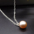 Single Peach Pearl Pendant On A Silver Chain, Modern & Dainty