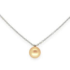 Single Peach Pearl Pendant On A Silver Chain, Modern & Dainty