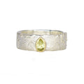 Rivda pear-shaped lemon quartz ring in sterling silver with 9ct gold setting — front view