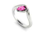 Enchanted Pear Shaped Solitaire Pink Sapphire Asymmetrical White Gold or Platinum Ring