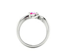 Enchanted Pear Shaped Solitaire Pink Sapphire Asymmetrical White Gold or Platinum Ring
