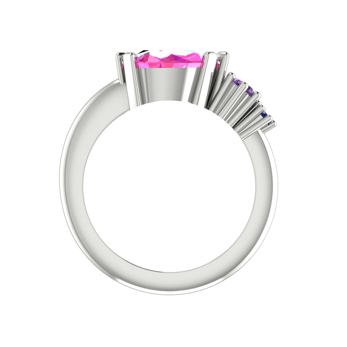 Pear Shaped Pink, Violet & Blue Sapphire Asymmetrical Comet Ring