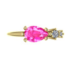 Comet Ring: Pear Shaped Pink Sapphire & Diamonds Asymmetrical Trilogy Ring