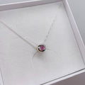 Pink Sapphire Floating Gemstone Silver Slider Solitaire Pendant