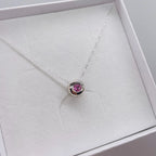 Pink Sapphire Floating Gemstone Silver Slider Solitaire Pendant