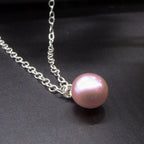 Single Pink Pearl Pendant On A Silver Chain