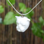 Porcelain Bulldog Pendant - Silver Chain