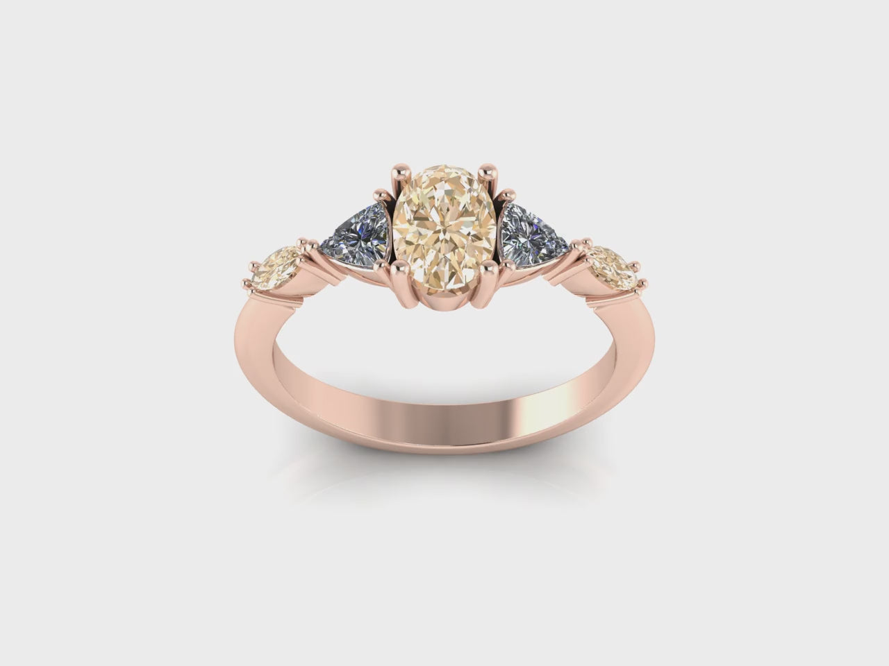 Maisie Oval Champagne Diamond Ring in 18ct Rose Gold