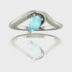 Enchanted Pear Shaped Aquamarine Asymmetrical Solitaire Engagement Ring in Platinum or 18ct White Gold