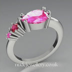 Pear Shaped Pink Sapphire's & Ruby Asymmetrical Comet Ring