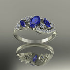 Video of the Atlantis Storm ring in 18ct white gold, showing the deep velvet blue of the sapphires and the sparkle of white diamonds.