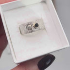 silver, sapphire and diamond Rivda handmade textured ring