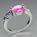Pear Shaped Pink, Violet & Blue Sapphire Asymmetrical Comet Ring