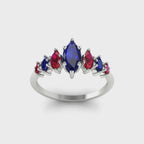 Harlequin Sapphire & Ruby Ring in 18ct White Gold