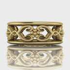 Video of Flowers On The Vine floral wedding ring in 18ct yellow gold, rotating to show sculptural vine and blossom detail, handmade by Nude Jewellery London
