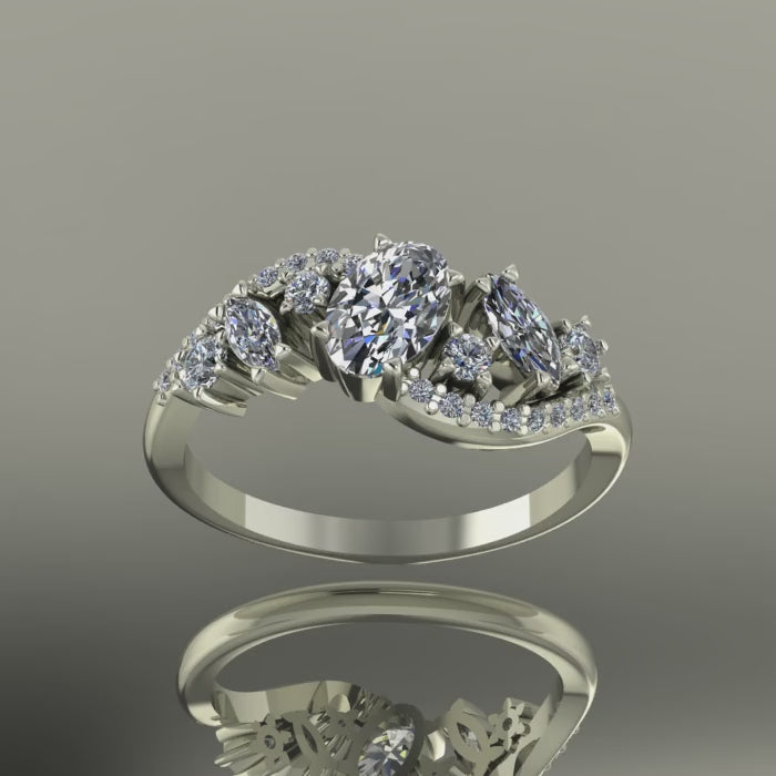 Video of the Atlantis Storm ring in 18ct white gold, showing the intense sparkle of a cluster of brilliant-cut white diamonds.