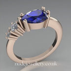 Pear Shaped Sapphire & Diamond's Asymmetrical Comet Ring Rose Gold