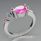 Pear Shaped Pink Sapphire's & Diamond Asymmetrical Comet Ring