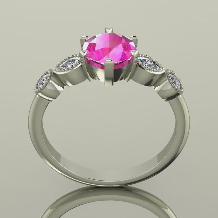 Milena - Pink Sapphire  & Diamonds - White Gold