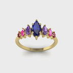 Harlequin Sapphire & Ruby Ring in 18ct Yellow Gold