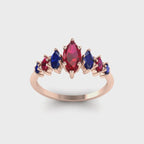 Harlequin Ruby & Blue Sapphire Ring in 18ct Rose Gold