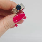 Rivda: Purple-Black Spinel Organic Ring | Silver & 9ct Gold