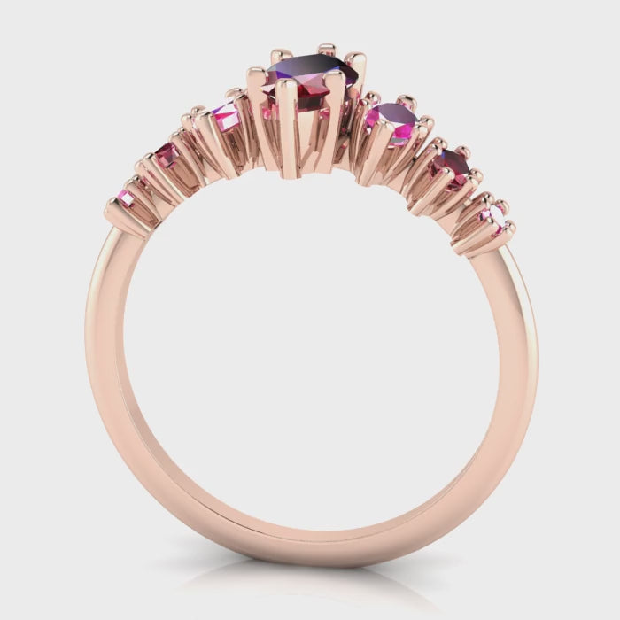Harlequin Ruby & Pink Sapphire Ring in 18ct Rose Gold