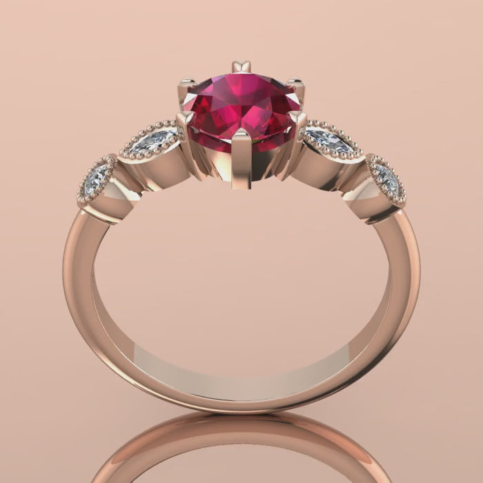Milena Rose: Ruby & Diamond Ring | 18ct Rose Gold