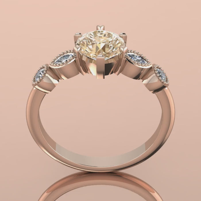 Milena champagne diamond and white diamonds rose gold engagement ring movie