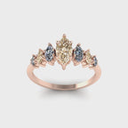 Harlequin Champagne & White Diamond Ring in 18ct Rose Gold