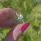 Video of the Calista pear-shaped lab grown diamond engagement ring in 18ct recycled white gold or platinum — handmade in London by Nude Jewellery