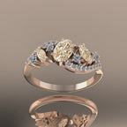 Video of the Atlantis Storm ring in 18ct rose gold, showing the warm sparkle and light-play of the champagne and white diamonds.