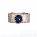 Rivda: Purple-Black Spinel Organic Ring | Silver & 9ct Gold