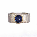 Rivda: Purple-Black Spinel Organic Ring | Silver & 9ct Gold