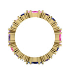 Rainbow - Pink, Purple, Blue & White Sapphire Eternity Ring - Yellow Gold