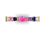 Rainbow - Pink, Purple, Blue & White Sapphire Eternity Ring - Yellow Gold