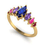 Harlequin Sapphire & Ruby Ring in 18ct Yellow Gold
