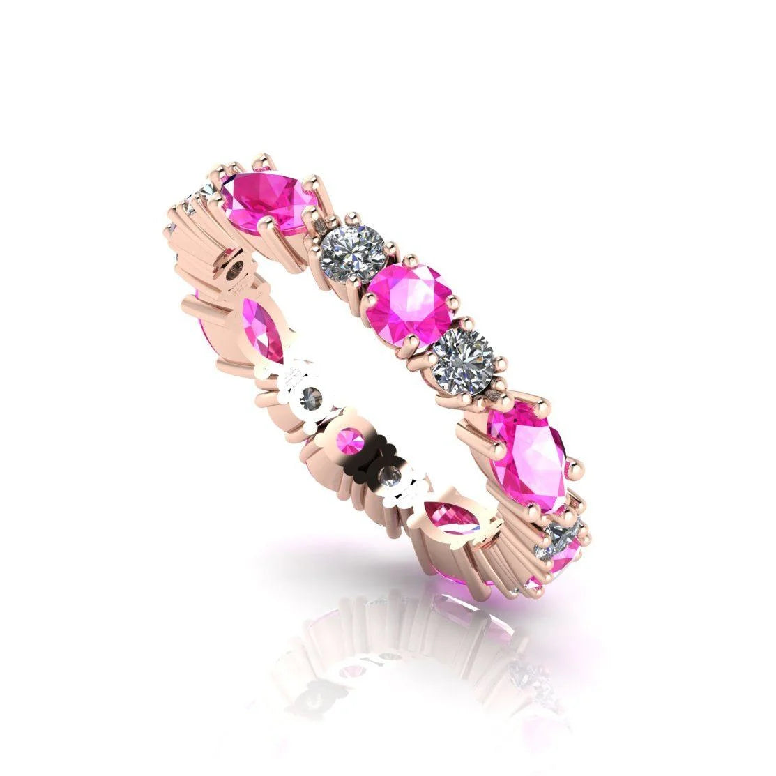 Raspberry Ripple Allsorts - Pink Sapphire & Diamond Rose Gold Eternity Ring