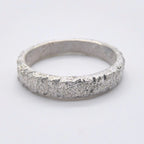 Rivda: 'Frozen Sand' 3mm textured band  handmade silver ring - front