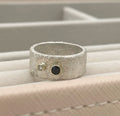 silver rivda sapphire and diamond wide band engagement ring