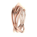 Infinity Armour ring in 18ct rose gold, profile view showing the sculptural wave-pattern wrap band in warm blush gold, handmade in our London studio