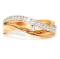 Handmade 18ct rose gold wave-shaped eternity ring featuring a curved band set with pave diamonds.